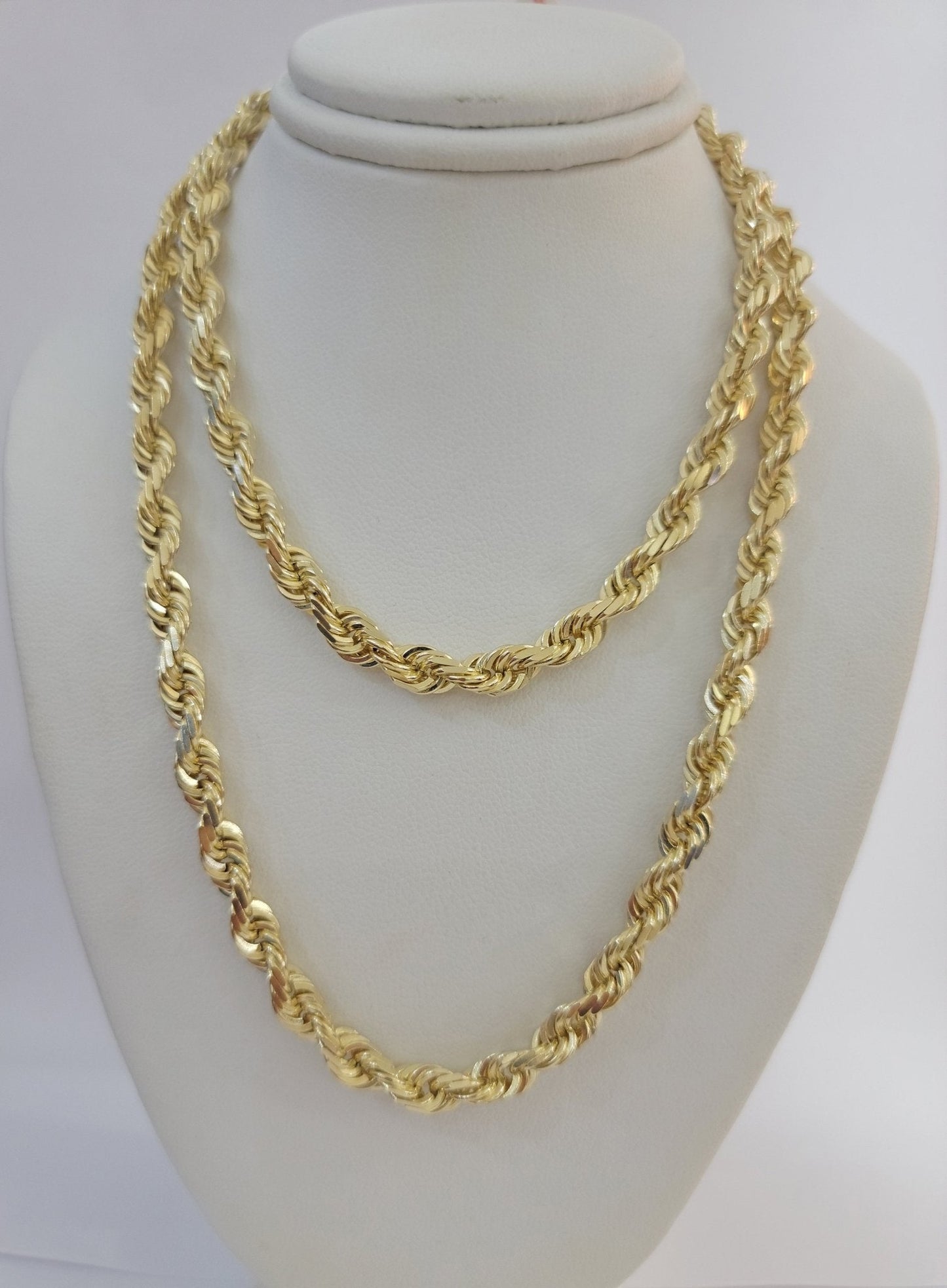 14k Yellow Gold Rope Chain Solid Necklace 6mm 28" Dimond Cut 14KT Real Gold Sale