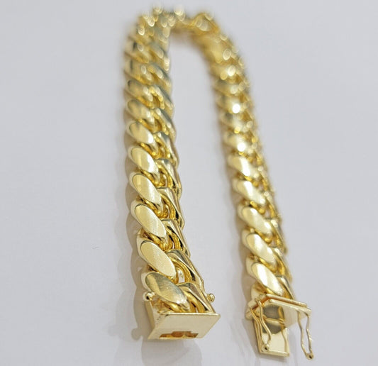 14k Yellow Gold Solid 13mm Bracelet Miami cuban Link 9.5" Men's Real 14kt Heavy - Reva Jeweler