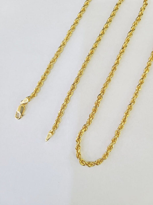 18k Real Solid Rope Chain Yellow Gold 3mm 18" Inch Genuine 18kt Necklace - GoldenlinQ