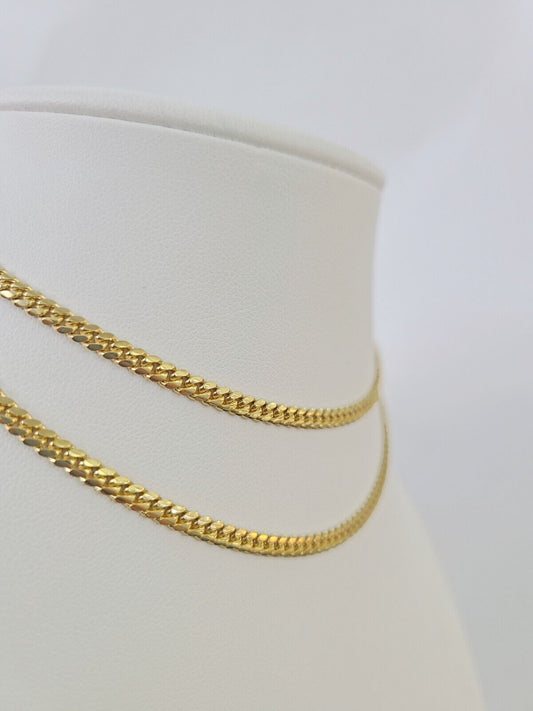 18k Solid Miami Cuban Chain Yellow Gold 3mm 26" Inch Genuine Necklace Real - Reva Jeweler