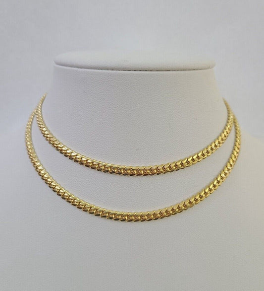 18k Solid Miami Cuban Necklace Chain Yellow Gold 4mm 18" 20" 22" 24" Inch Real - Reva Jeweler
