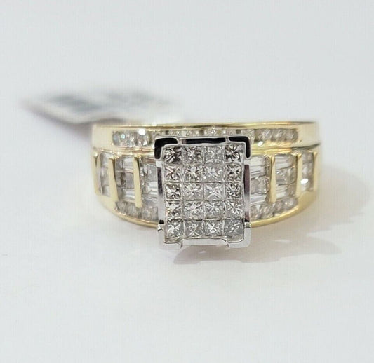 1CT Ladies Diamond Ring Real 10k Yellow Gold Diamond Cinderella Style GENUINE - Reva Jeweler