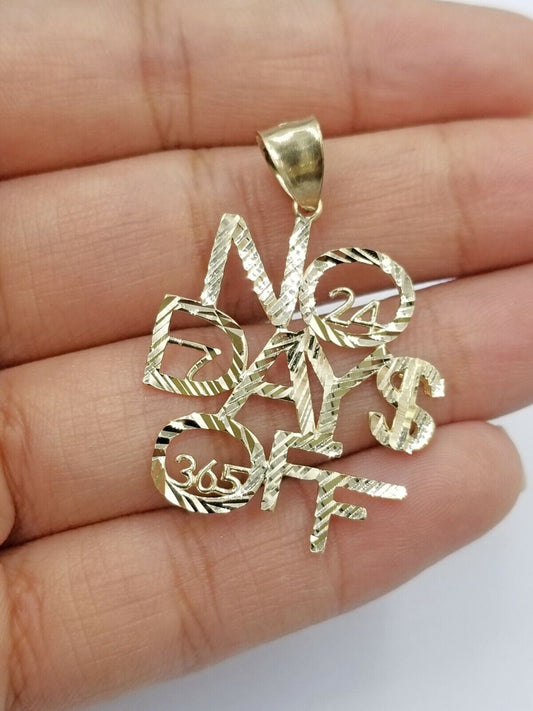 2.5mm Rope 10k Gold No. Of Days Charm Pendant Chain in 18 20 22 24 26 28 Inches - Reva Jeweler