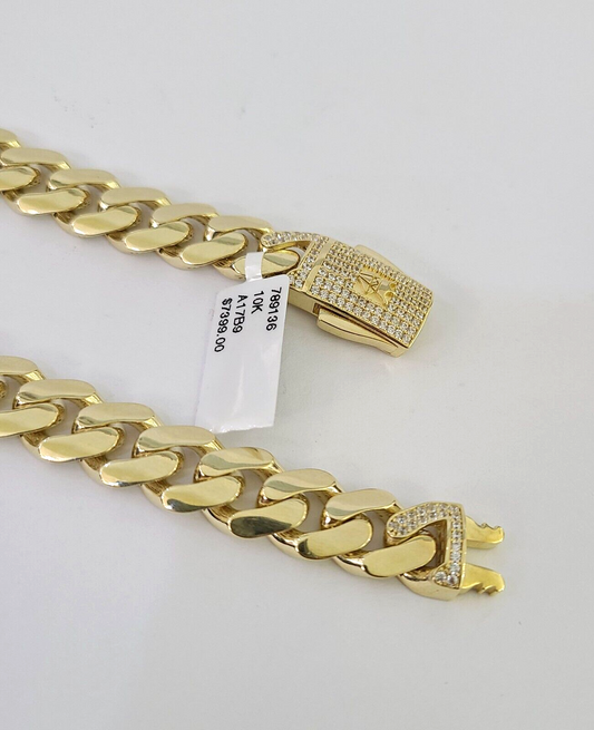 Real 10K Royal Monaco Bracelet Yellow Gold 8.5" Box Clasp 11mm Genuine Mens
