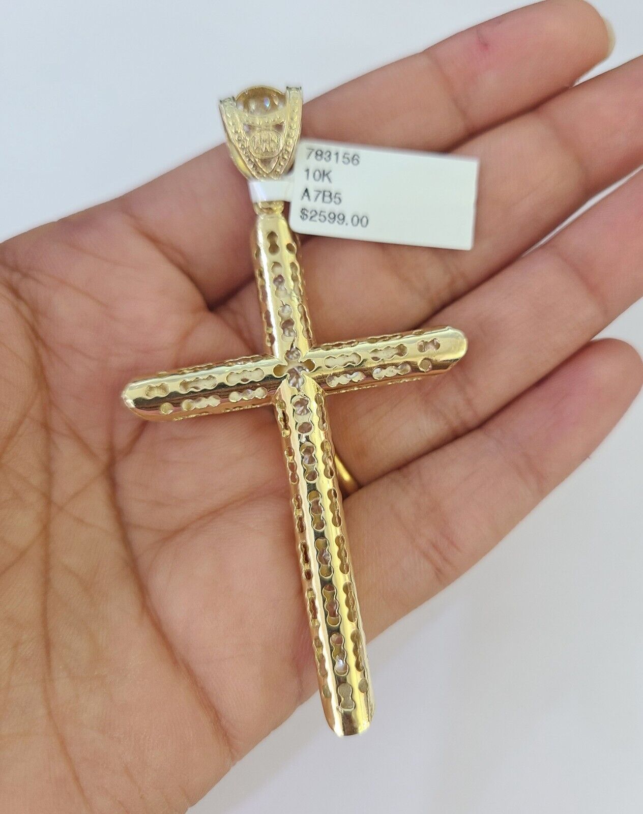 10K yellow gold Jesus cross pendant and Franco chain necklace set by Reva Jeweler