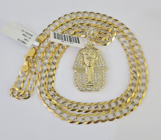 Angled Pharaoh charm with 6mm Cuban chain