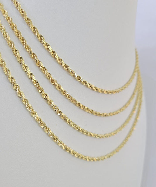 14k Real Rope Chain Necklace 3mm 18"-26" Inch Yellow Gold Men Women Genuine