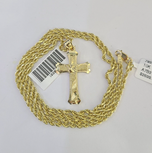 10k Jesus Cross 2mm rope chain