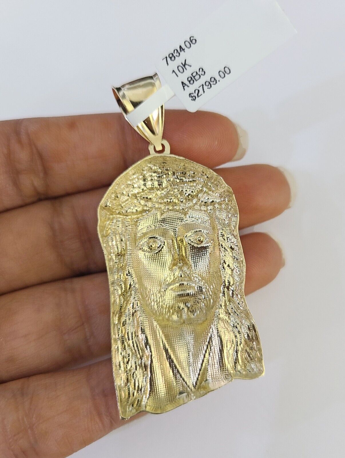 10k Gold Byzantine Necklace Jesus Head Charm 20-30 inches 6mm SET Chain Pendant