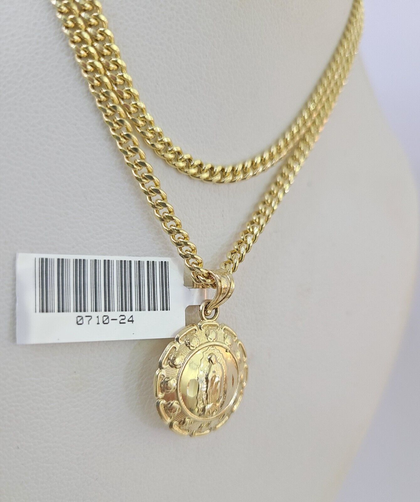 Gold Jesus & Mary pendant
