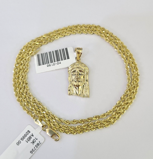 Angled Jesus Head with 2mm rope chain