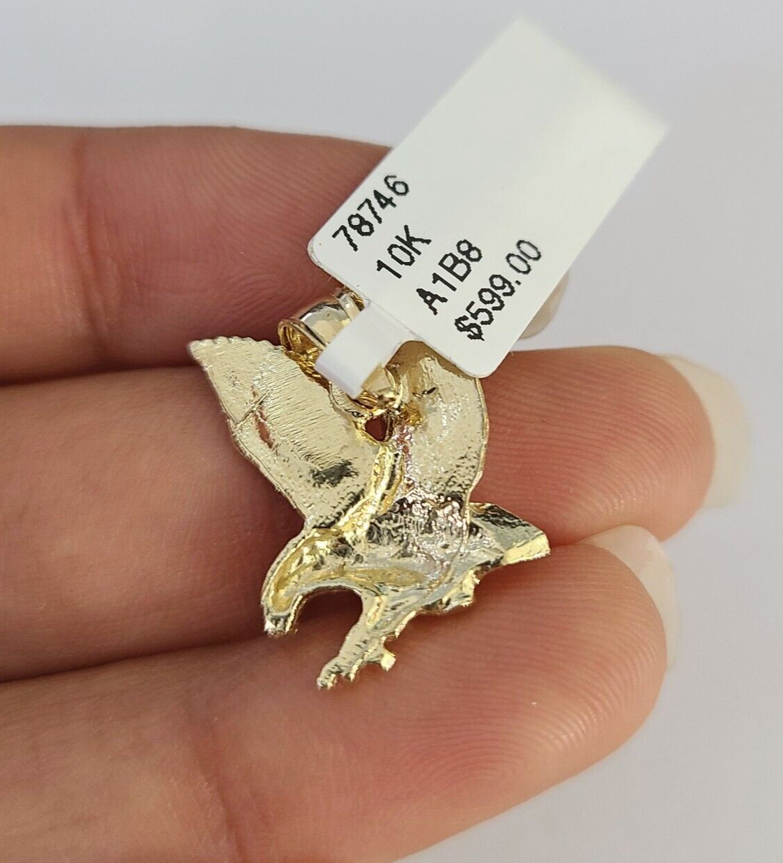 10k gold flying eagle pendant necklace