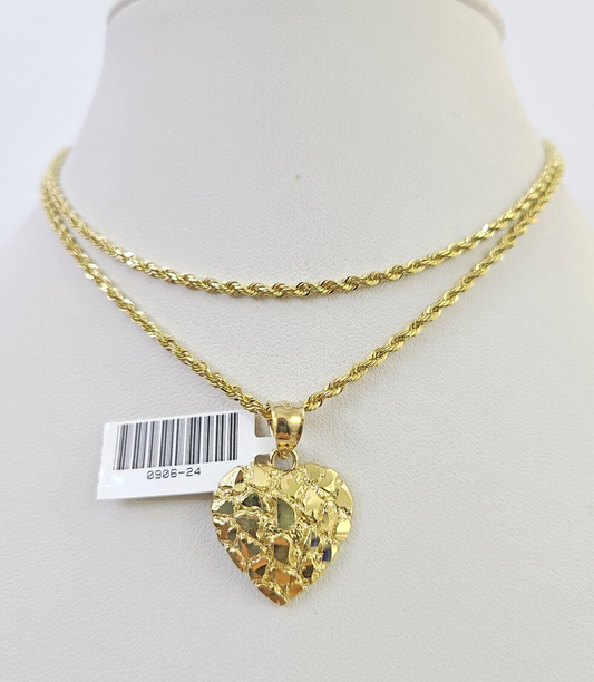 Nugget Heart charm on 2mm rope chain