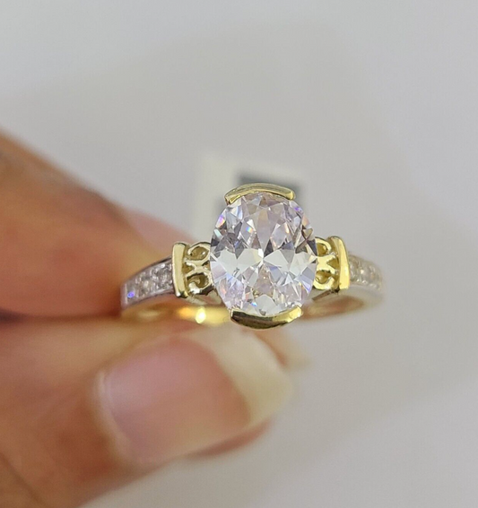 Real 10k Yellow Gold Ladies Ring Wedding Engagement 10Kt with CZ / All Sizes