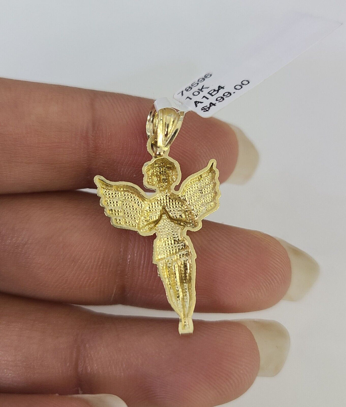 Praying angel necklace clasp detail