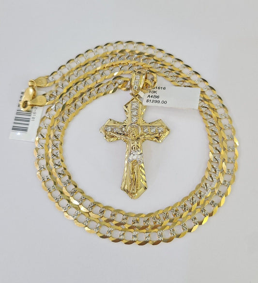 Jesus cross with 6mm Cuban chain