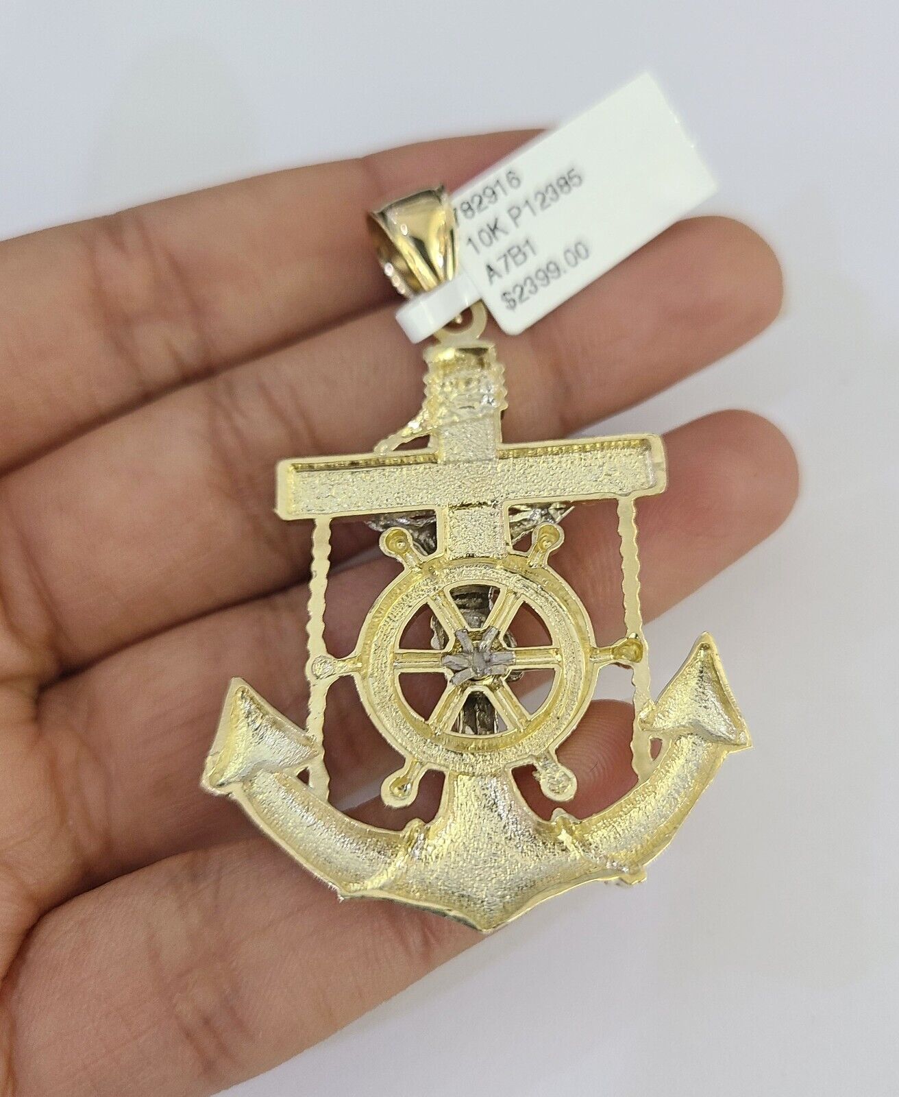 Jesus anchor necklace worn