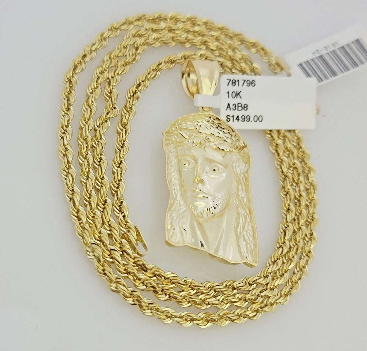 10k Gold Rope Chain Jesus Face Set