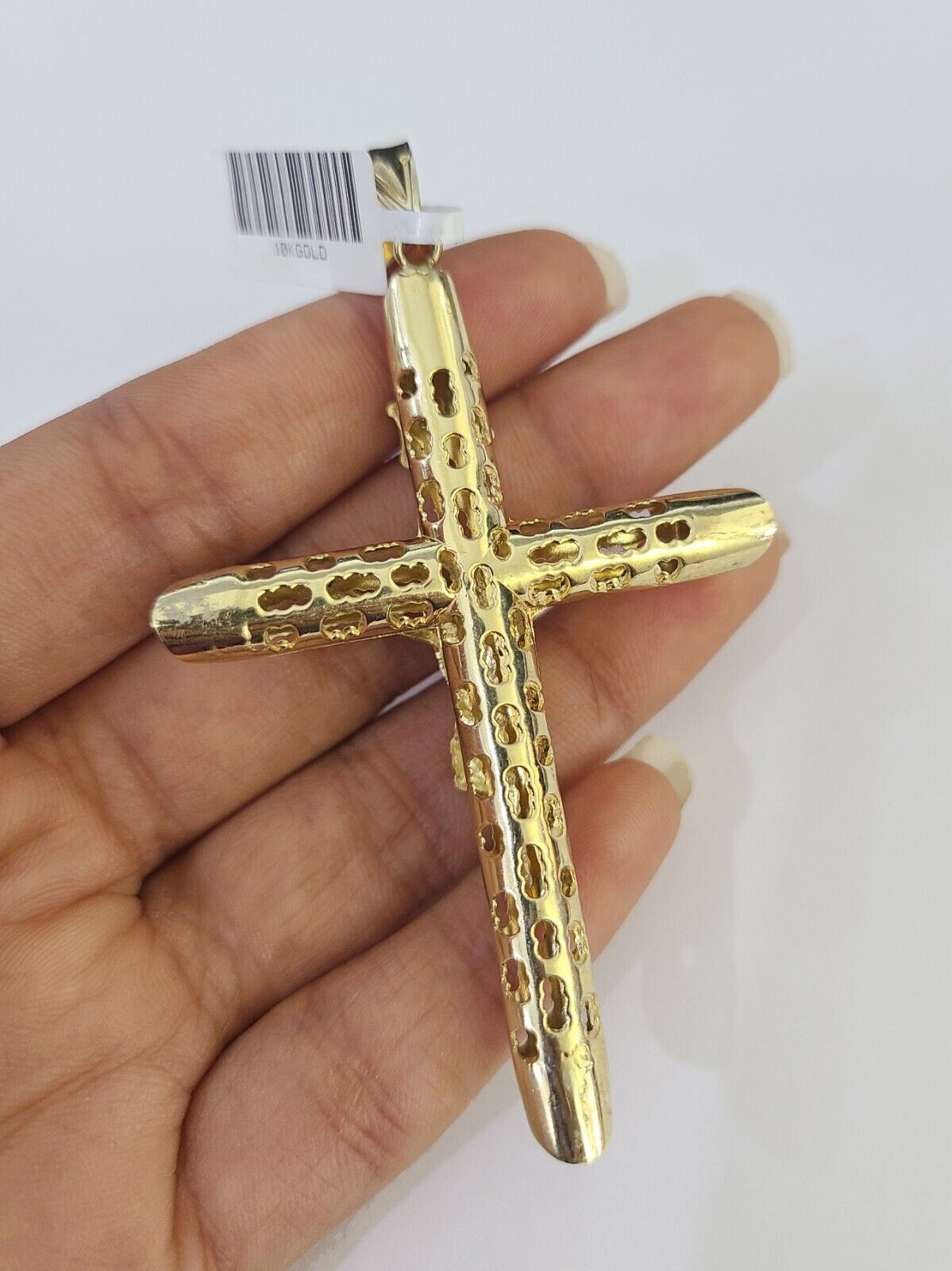 Men's 10K Gold Jesus Cross Charm Necklace 8mm Rope Chain 20–30 Inch Yellow Gold Religious Pendant Set