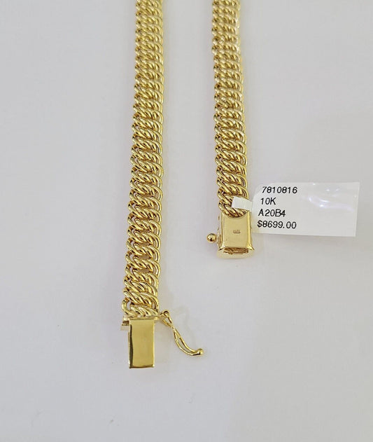 10K Gold Flat Byzantine Link Princesa Necklace 7mm 18 inch Real Yellow Chain