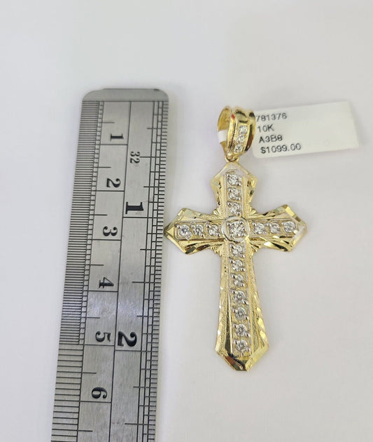 10K Franco Chain Jesus Cross Pendant Charm Necklace 20"-26" 3mm Gold Yellow SET