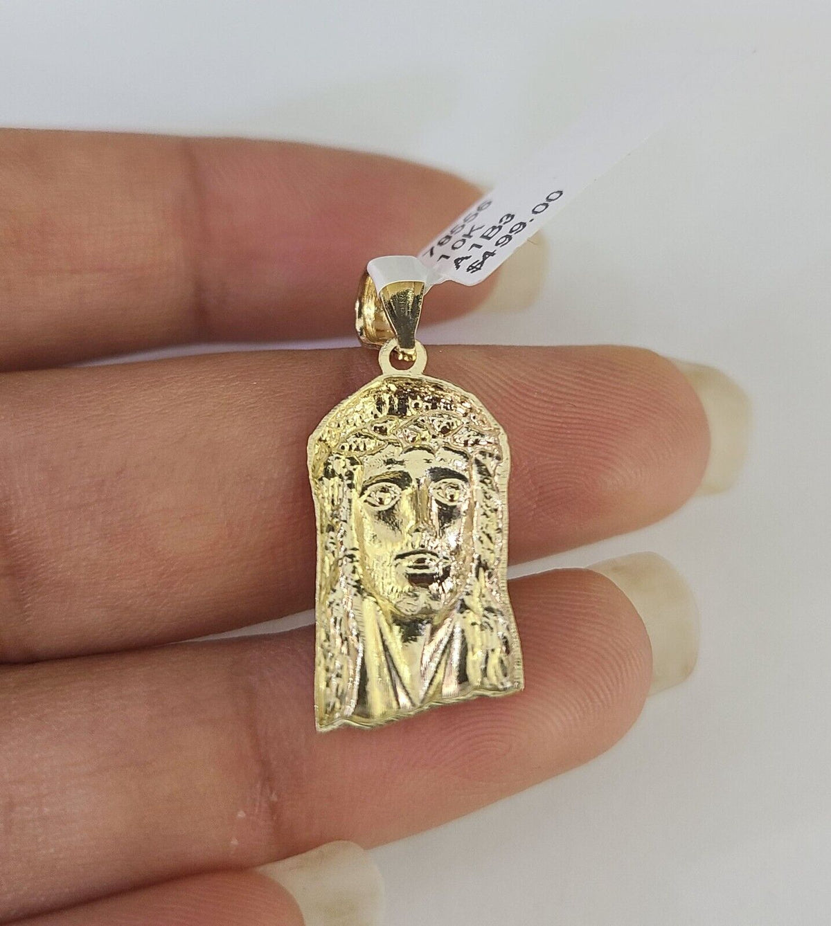 10k gold Jesus head pendant necklace