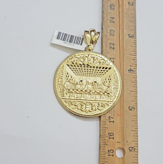 REAL 10k Yellow Gold Pendant Last Supper charm For Mens.