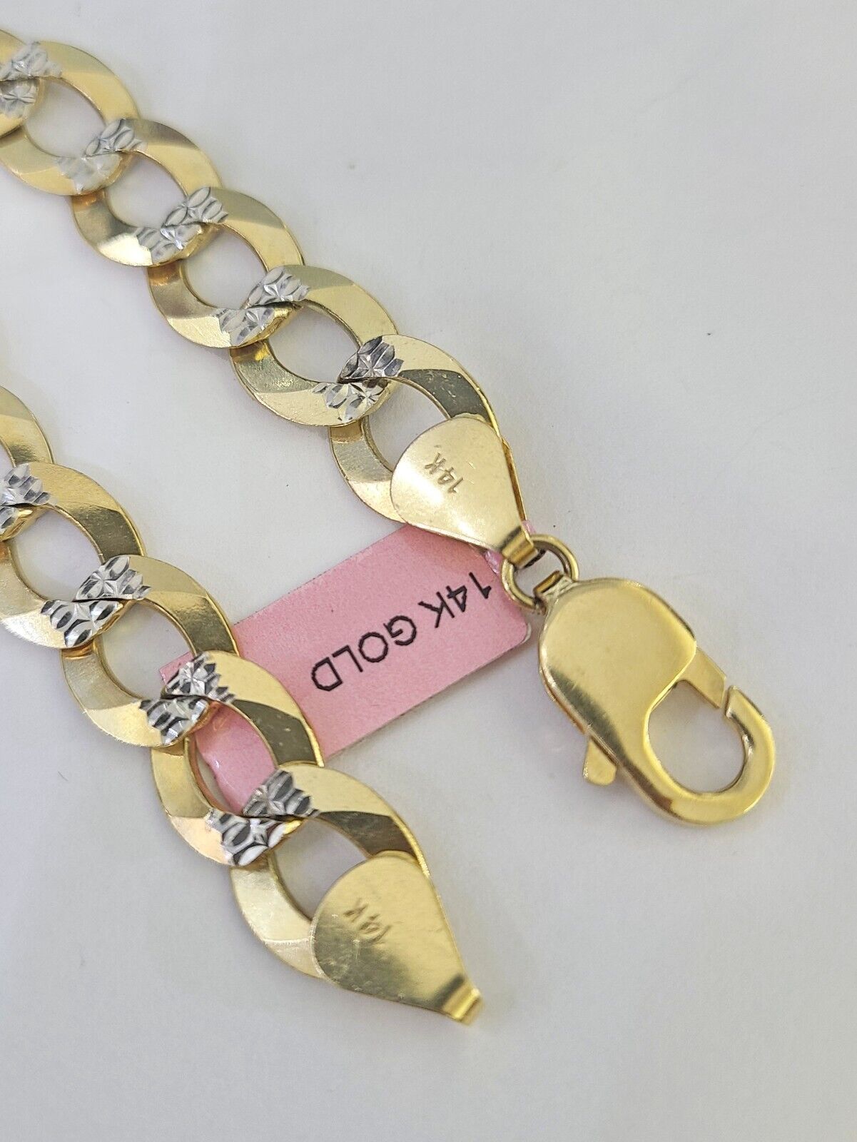 14K Gold Bracelet Cuban Curb Link Diamond Cut 11mm 7" Inch REAL Gold