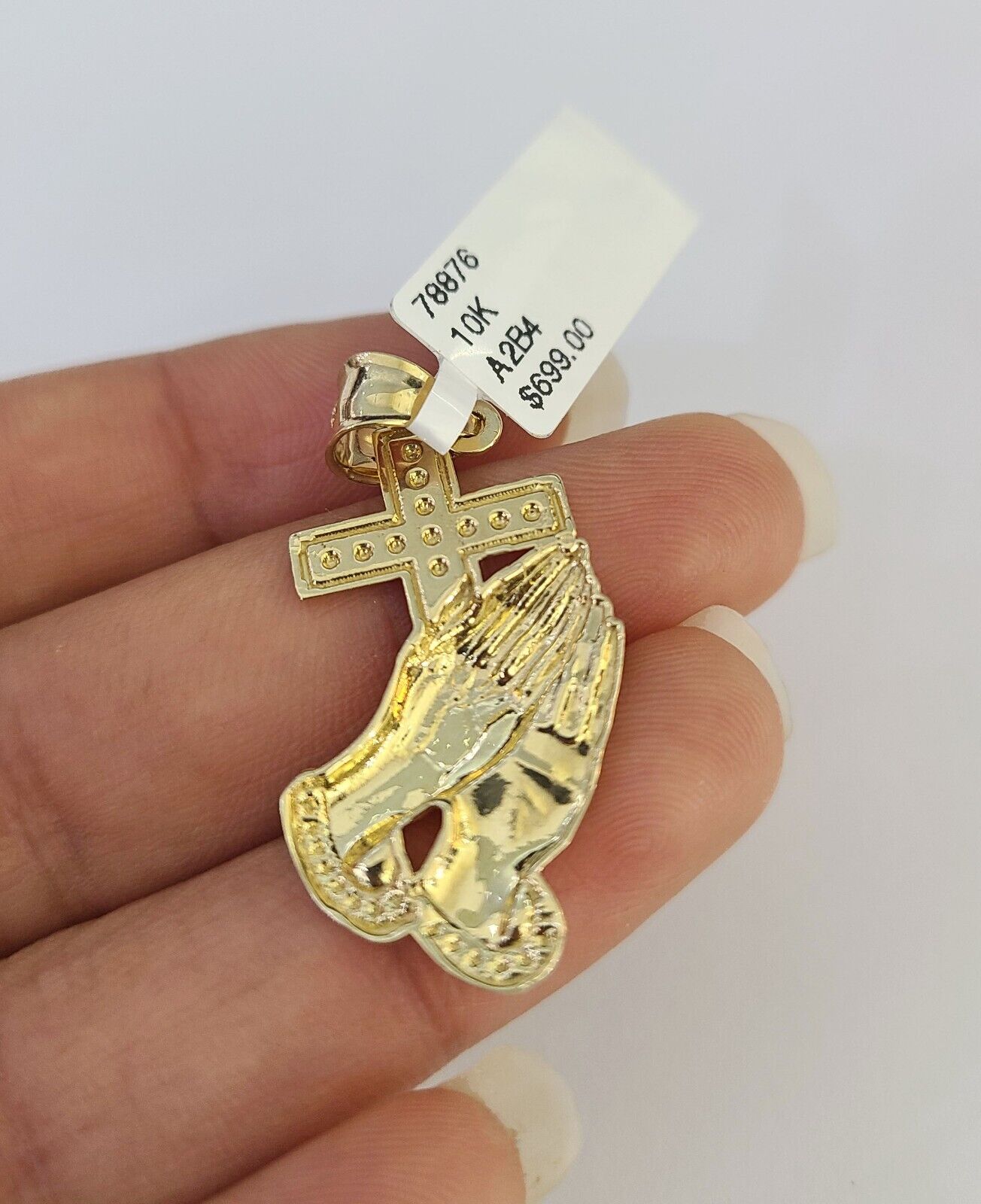 Angled Praying Hands with 2mm Cuban chain