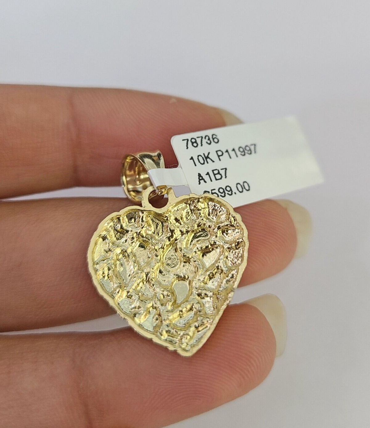 10k Nugget Heart 2mm rope chain