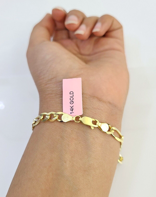 Reva 14k Gold 5mm Figaro Bracelet