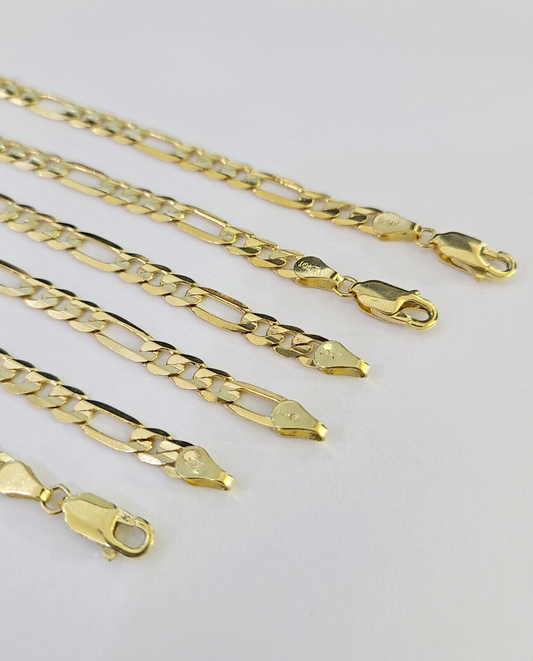 10K Solid Figaro Link Chain Necklace Yellow Gold 4.5mm 20" 22" 24" 10kt