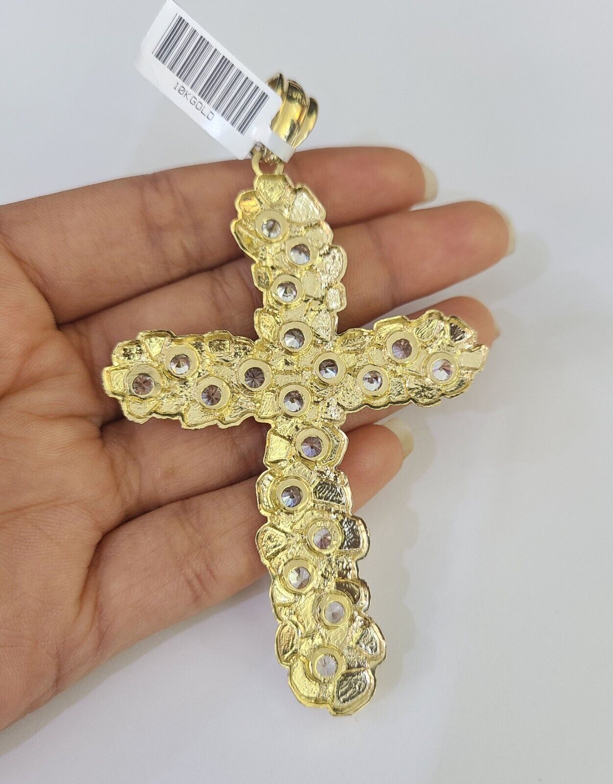 10K Gold Rope Chain Necklace with Jesus Cross Charm 8mm 20–30 Inch for Men Yellow Gold Jewelry