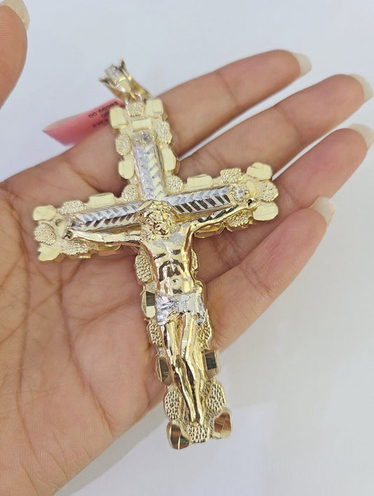 Real 14k Yellow Gold Jesus Cross Charm Pendant Men's 4" 3" 2" 1.5-2"