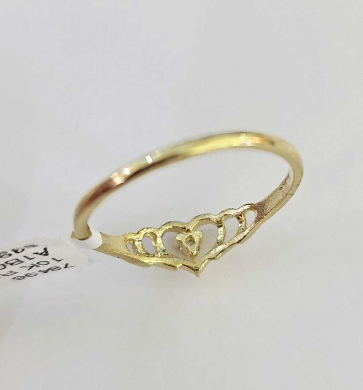 Real 10k Yellow Gold Hearts Ring For Ladies 10Kt Genuine All Sizes