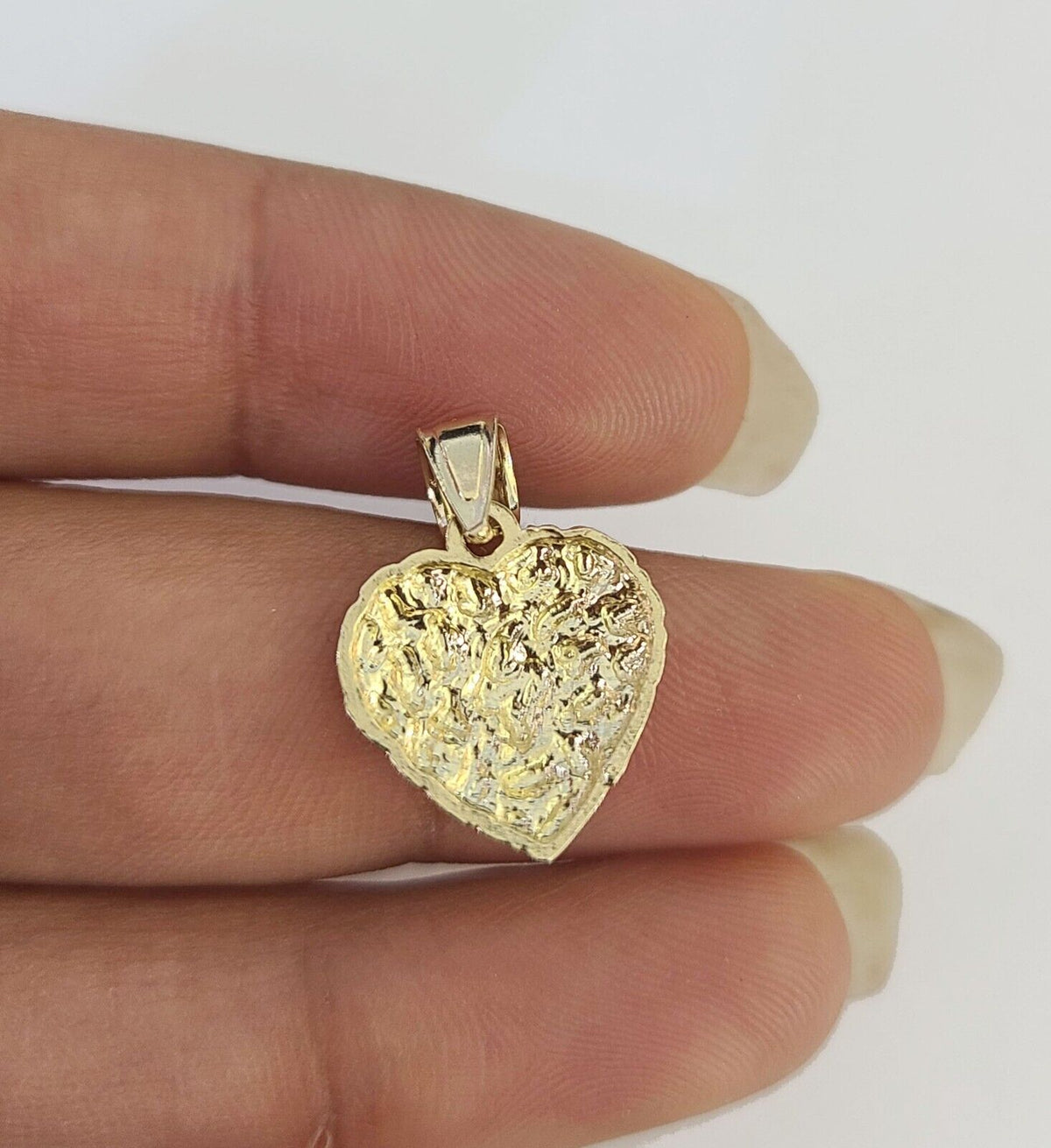 10k gold nugget heart pendant necklace