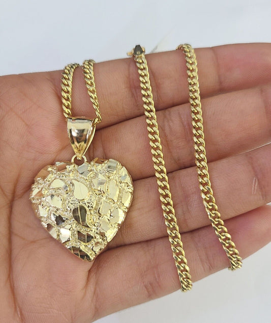 Gold nugget heart pendant