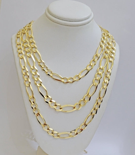 8mm Solid 14k Yellow Gold Figaro chain Necklace 24 Inch Men's REAL 14kt HEAVY - Reva Jeweler