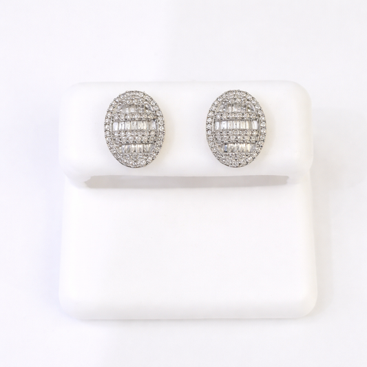 10k Yellow Gold Oval Earrings Real Diamond Screw-Back Women Men Studs