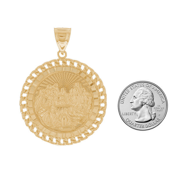 10k Yellow Gold Last Supper Mens Religious Jesus Pendant (P12944)