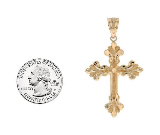 Eye-Catching Filigree Design and Diamond Cut Budded Cross Pendant (SKU# P11651)