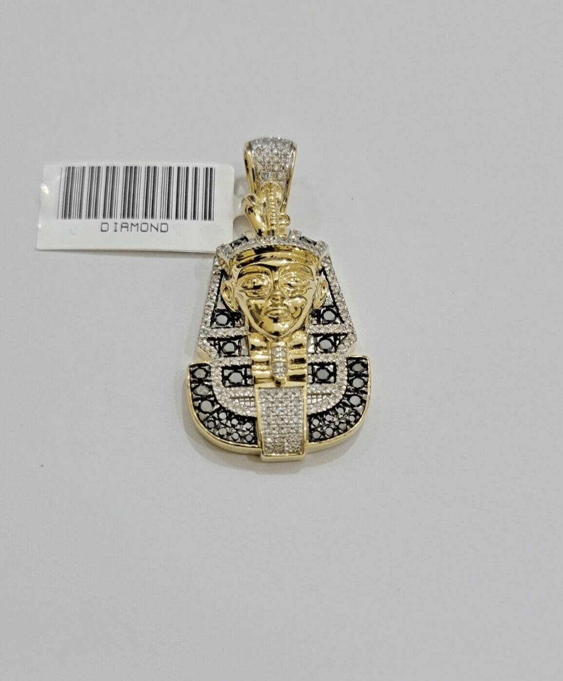 Black Diamond Pharoah Charm Pendant 10kt Yellow Gold 0.80 CT Chain Necklace SALE - Reva Jeweler