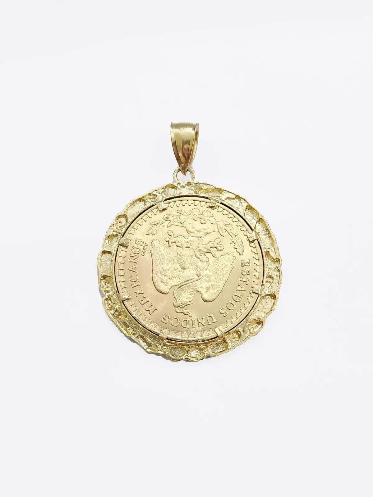 Centenario Coin Custom Solid Yellow 10k Gold 50 Pesos 1947 Mexico Mexican Coin - Reva Jeweler