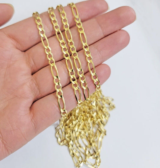 Figaro Link Chain 14k Yellow Gold Necklace 3.5mm 18 - 28 Inch SOLID 14kt STRONG - Reva Jeweler