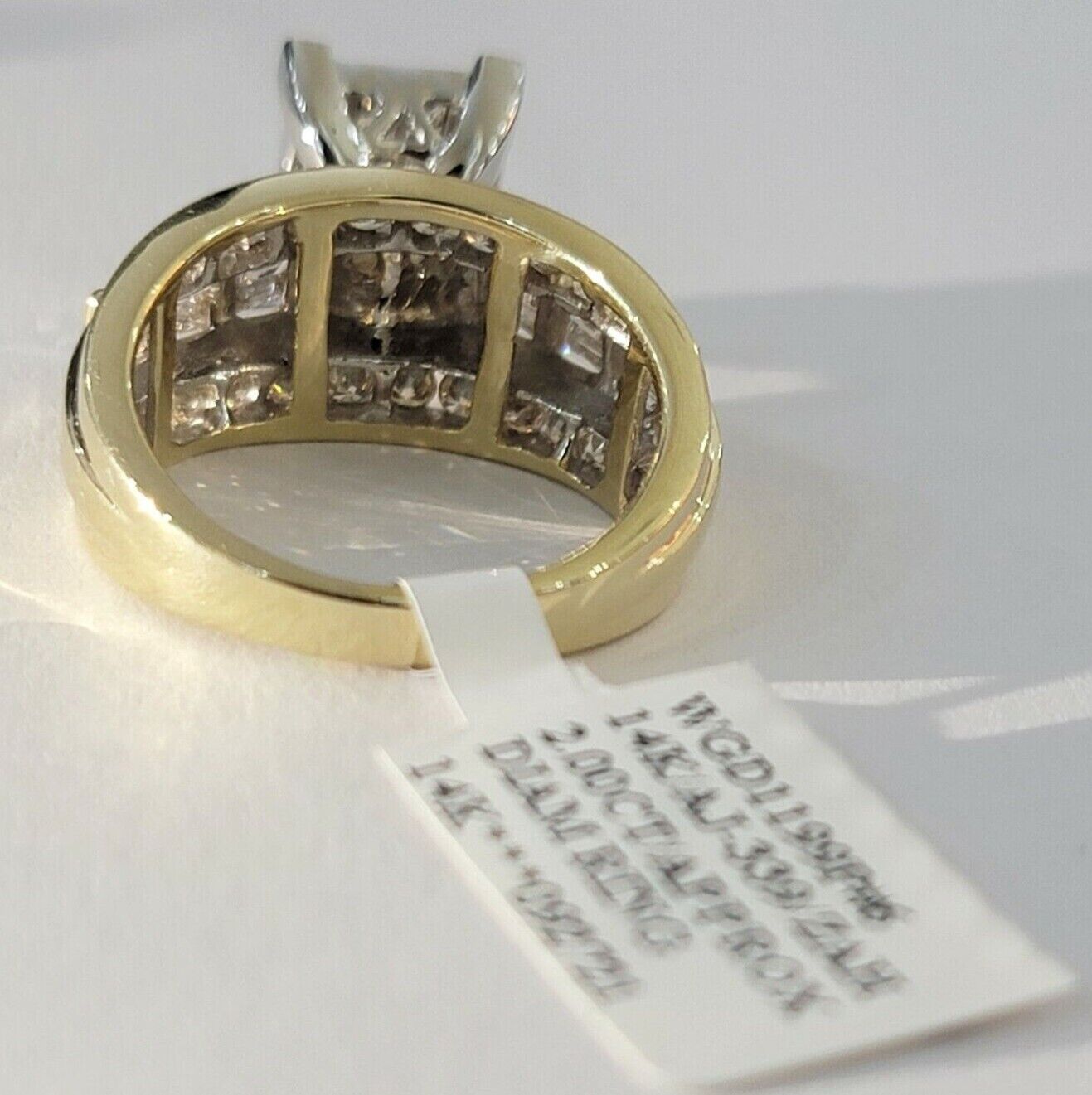 Ladies 14k Yellow Gold Ring Natural 2CT Diamond Women REAL , Wedding Engagement - Reva Jeweler