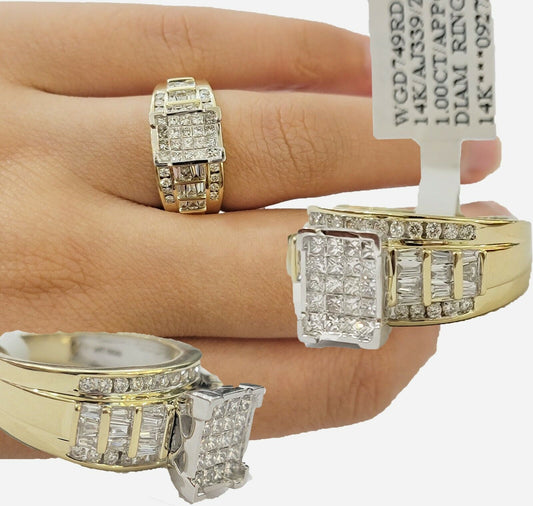 Ladies 14k Yellow Gold Ring Natural 2CT Diamond Women REAL , Wedding Engagement - Reva Jeweler