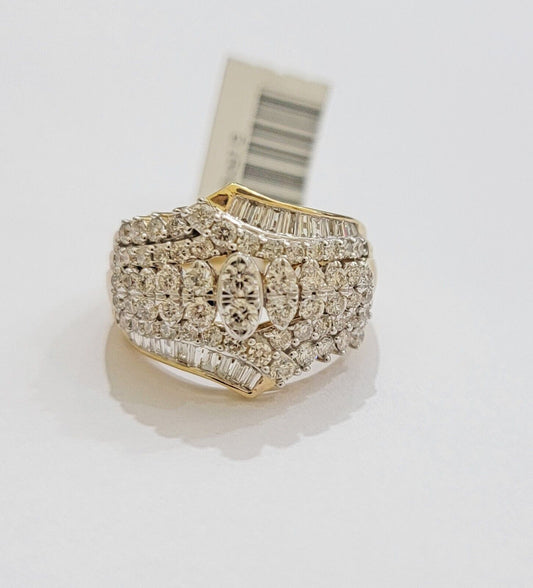 Ladies Diamond Ring Solid 10k Yellow Gold 1.50CT Natural Diamond women band REAL - Reva Jeweler