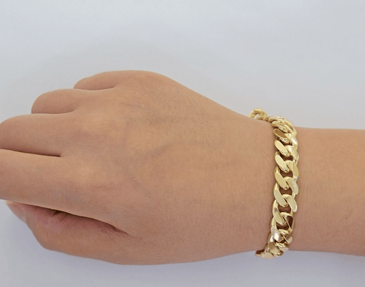 Mens 10k Gold Bracelet 9 Inch Miami Cuban Link 11mm Solid 10KT Yellow Gold REAL - Reva Jeweler