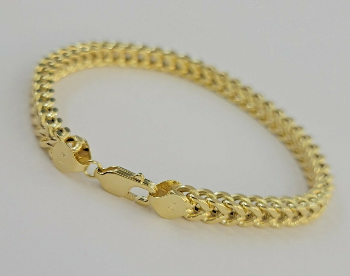 Men's 10k Gold Franco Bracelet 8" 6mm 10kt Yellow Gold Authentic 10kt MEN STRONG - Reva Jeweler