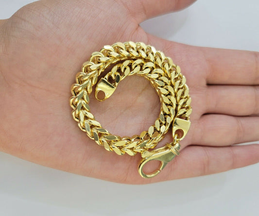 Men's 10k Gold Franco Bracelet 9" 7mm 10kt Yellow Gold Authentic 10kt MEN STRONG - Reva Jeweler